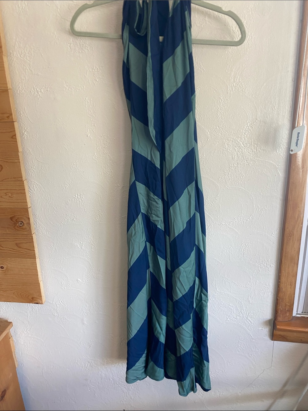 Corey Lynn Calter Backless Chevron Maxi Dress in Teal and Navy